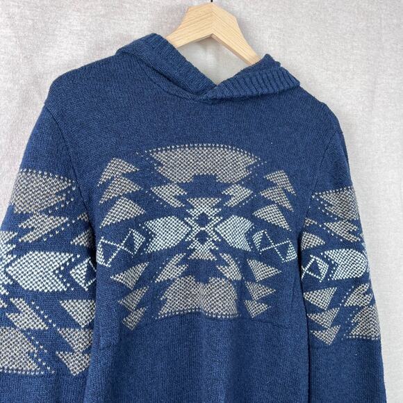 Vintage American Eagle Mens Aztec Hooded Sweater Size M Southwestern Western - Picture 2 of 9